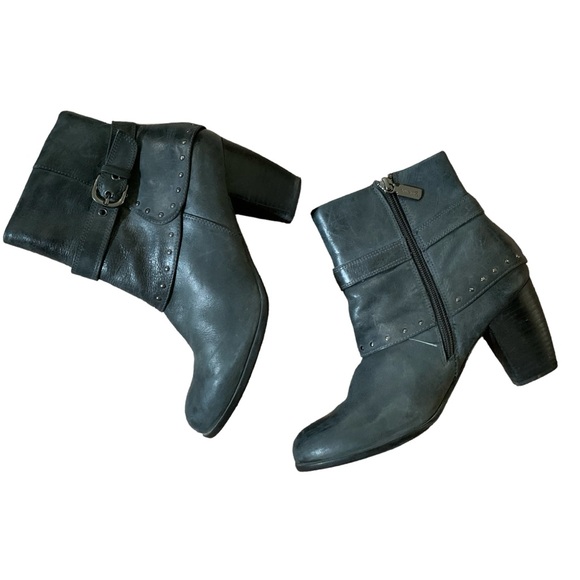 Blondo Women’s Leather Ankle Boots Size 8 Dark Grey Block Heel Almond Toe - Picture 14 of 14